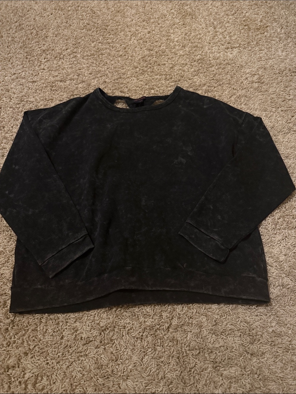 imaginary voyage Washed Black Scoopneck Pullover Zip detail on Back